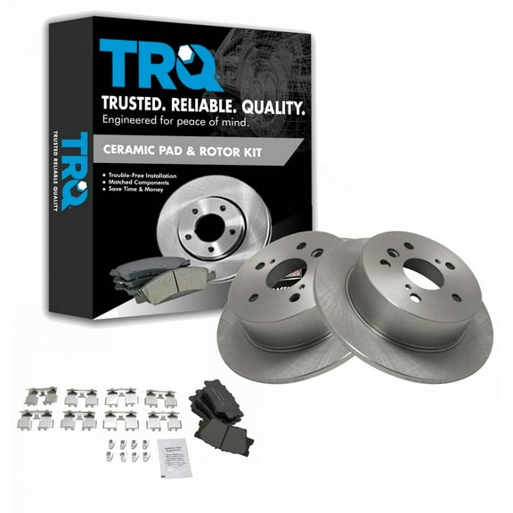 TRQ Rear Brake Pad & Rotor Kit Brake Pads Brake Rotor Ceramic Fits Select 2007-2012 Lexus ES350 2008-2012 Toyota Avalon 2007-2011 Camry