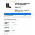 thumbnail image 2 of Front Brake Pad Set - Compatible with 2017 - 2020 Hyundai Elantra 2018 2019, 2 of 2