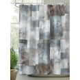 thumbnail image 3 of Grey Blue Bathroom Curtain 72 Inch Shower Stall Curtain with Hooks, Abstract Gradient Brown Color Blocks Geometric Waterproof Polyester Bath Curtain Washable Bathtub Curtain 36''x 72'', 3 of 6