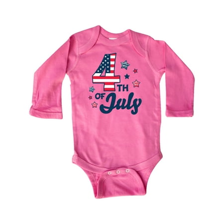 

Inktastic 4th of July with Striped Stars Gift Baby Boy or Baby Girl Long Sleeve Bodysuit