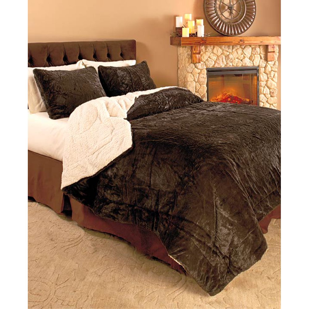 Luxury Plush Reversible Comforter Sets (King Chocolate)