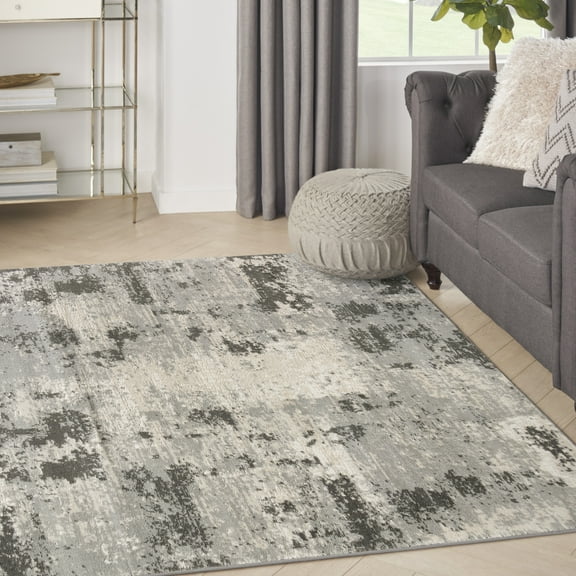 Nourison Serenity Home Abstract Ivory Grey 3'11" x 5'11" Area Rug (4x6)
