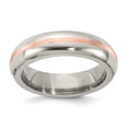 thumbnail image 1 of Titanium Men's and 14K Rose Gold Men's-Inlay Matte Brushed Finish 6mm Ring Comfort-Fit Band Size 7, 1 of 4