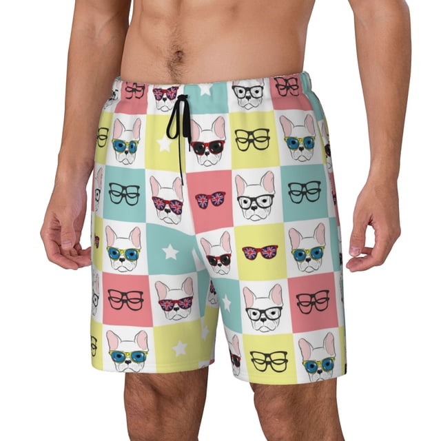 Fotbe Cute French Bulldog Traje de Baño para Hombre – Shorts de Natación de Secado Rápido con Forro y Bolsillos-Large