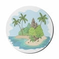 thumbnail image 1 of Graphic Beach Mouse Pad for Computers, Summer Coast Illustration of Island Doodle with Rocks Bushes and Palm Trees, Round Non-Slip Thick Rubber Modern Mousepad, 8" Round, Multicolor, by Ambesonne, 1 of 2