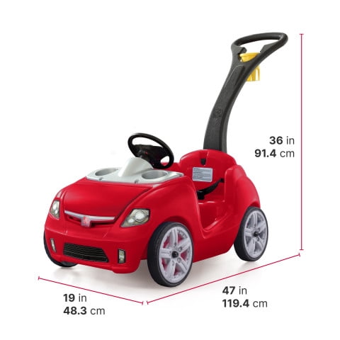 Step2 Whisper Ride II Red Toddler Ride-On Buggy with Push Handle for Ages 2-4