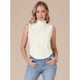 thumbnail image 4 of DARING DIVA Women's Sleeveless Mock Neck Tank Top Textured Business Blouse XS Apricot, 4 of 6