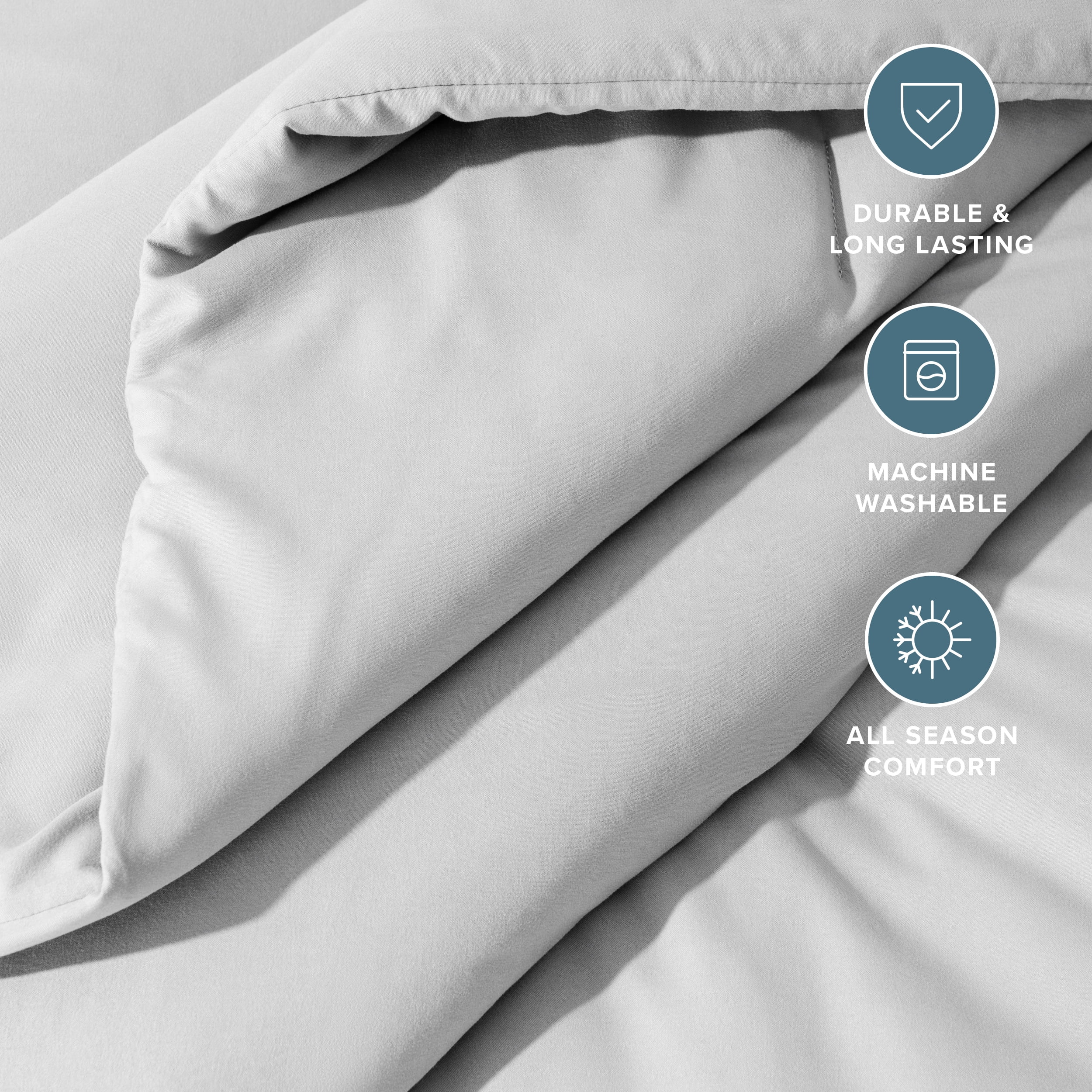 Bare Home Down Alternative Comforter Set - 2-Pieces - All Seasons - Twin/Twin-XL, Cloud Gray