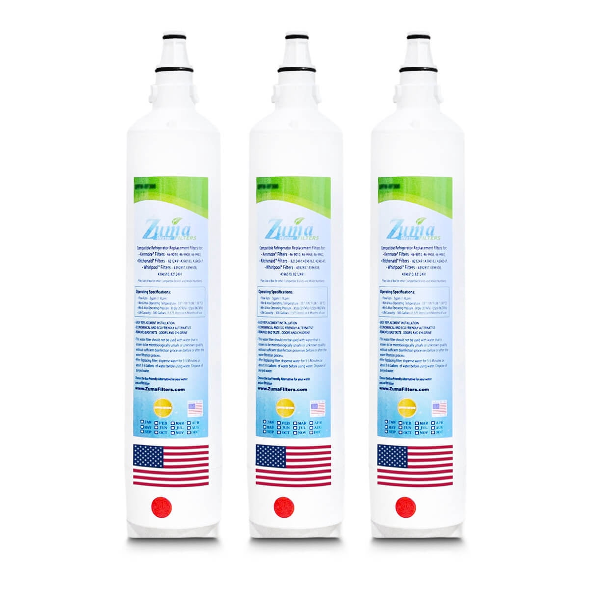 ZUMA Brand , Water Filters , Model # ZWFZ1-RF750 , Compatible with Subzero® 4290510 - 3 Pack - Made in U.S.A.