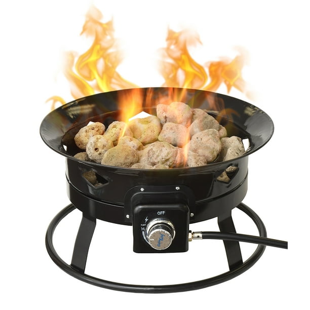 Portable Propane Outdoor Gas Fire Pit W/ Cover & Carry Kit 19Inch