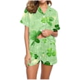 thumbnail image 6 of BEFOKA St. Patrick's Day Pajamas For Women Set Button Up Shirt & Elastic Waist Shorts Collar Neck Nightwear Graphic Pjs Shorts Sleepwear Short Sleeve Pjs Soft Pj Sets Loose Sleepwear, 6 of 6