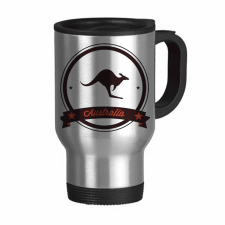 

Australia Flavor Kangaroo Emblem Illustration Travel Mug Flip Lid Stainless Steel Cup Car Tumbler Thermos