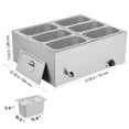 thumbnail image 2 of KFFKFF Commercial Food Warmer, 1500W Electric Stainless Steel Steam Warmer with Lid, 6-Pan Quick Heating Countertop Buffet Bain Marie with Soup & Perforated Ladles, Ideal for Catering, Restaurants, 2 of 9