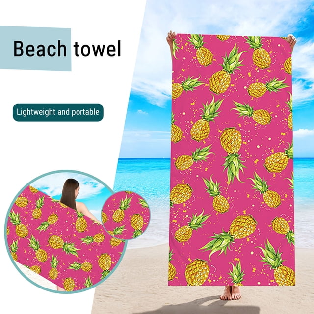 Beach Towel - Quick Dry Microfiber, Sandproof & Large 27x59 Inch for Pool, Travel, Camping