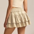 thumbnail image 5 of GJSYRH Shorts for Women Ruffled Tiered Pleated Mini Skirts Boho High Waist Flowy Comfy Tennis Golf Skorts Beige M, 5 of 5
