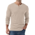 thumbnail image 2 of GRIUNS Mens Henley Shirts Long Sleeve T-Shirt Casual Classic Soft Stretch Pullover Tees Gray Khaki 3XL, 2 of 8