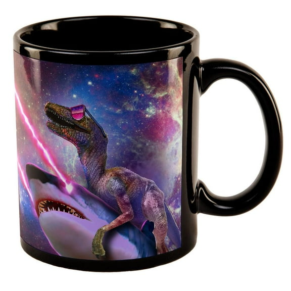 Velociraptor LaserShark All Over Black Out Coffee Mug
