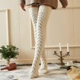thumbnail image 3 of KAIYANG Calcetines altos, cálidos y abullonados de color liso para mujer, de invierno, por encima de la rodilla (negro), 3 of 4