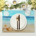 thumbnail image 2 of Beach Theme Placemats Set of 4 18" x 12", Summer Ocean Blue Coastal Sea Life Table Mats Heat-Resisting Non Slip Reversible Burlap Coffee Place Mats for Party Dining Table Kitchen Decor and Accessories, 2 of 6