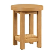Better Homes & Gardens Vista Woven Coastal End Table, 18 in Round, Light Honey