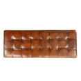 thumbnail image 6 of DecMode Teak Wood Tufted Upholstered Leather Bench, Brown, 6 of 14