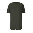 thumbnail image 4 of LEKWK Two Piece Sets for Women Summer Ribbed Vacation Outfits Short Sleeve Crewneck Loose Fit Tunic Tops & Biker Shorts Solid Lounge Set, 4 of 5