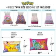 thumbnail image 4 of Pokemon Kids 4 Piece Purple Pink Tie Dye Reversible Comforter, Bed in a Bag, Twin, 4 of 11