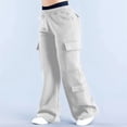 thumbnail image 4 of Pantalones Deportivos de Mujer, Estilo Cargo, de Pierna , Holgados, Ideales para Otoño, para el Trabajo y para Viajar. Gris M, 4 of 9