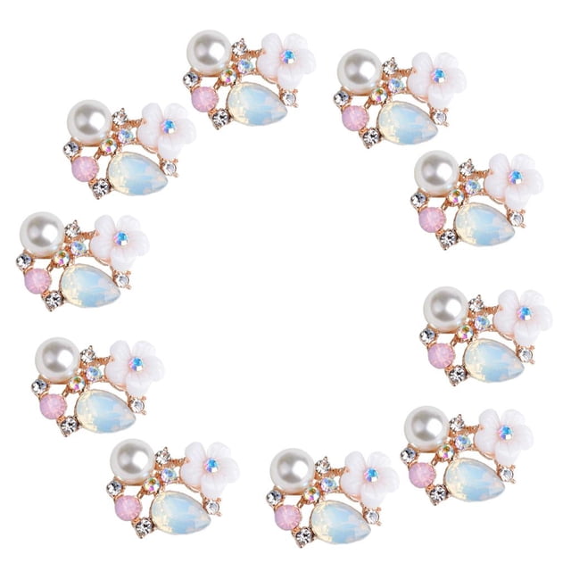Adorno de Botones de Espalda Plana con Flor de Perla de Cristal 10x para Joyería para El Cabello de Bricolaje Zulema Resultados de la joyería de Flatback