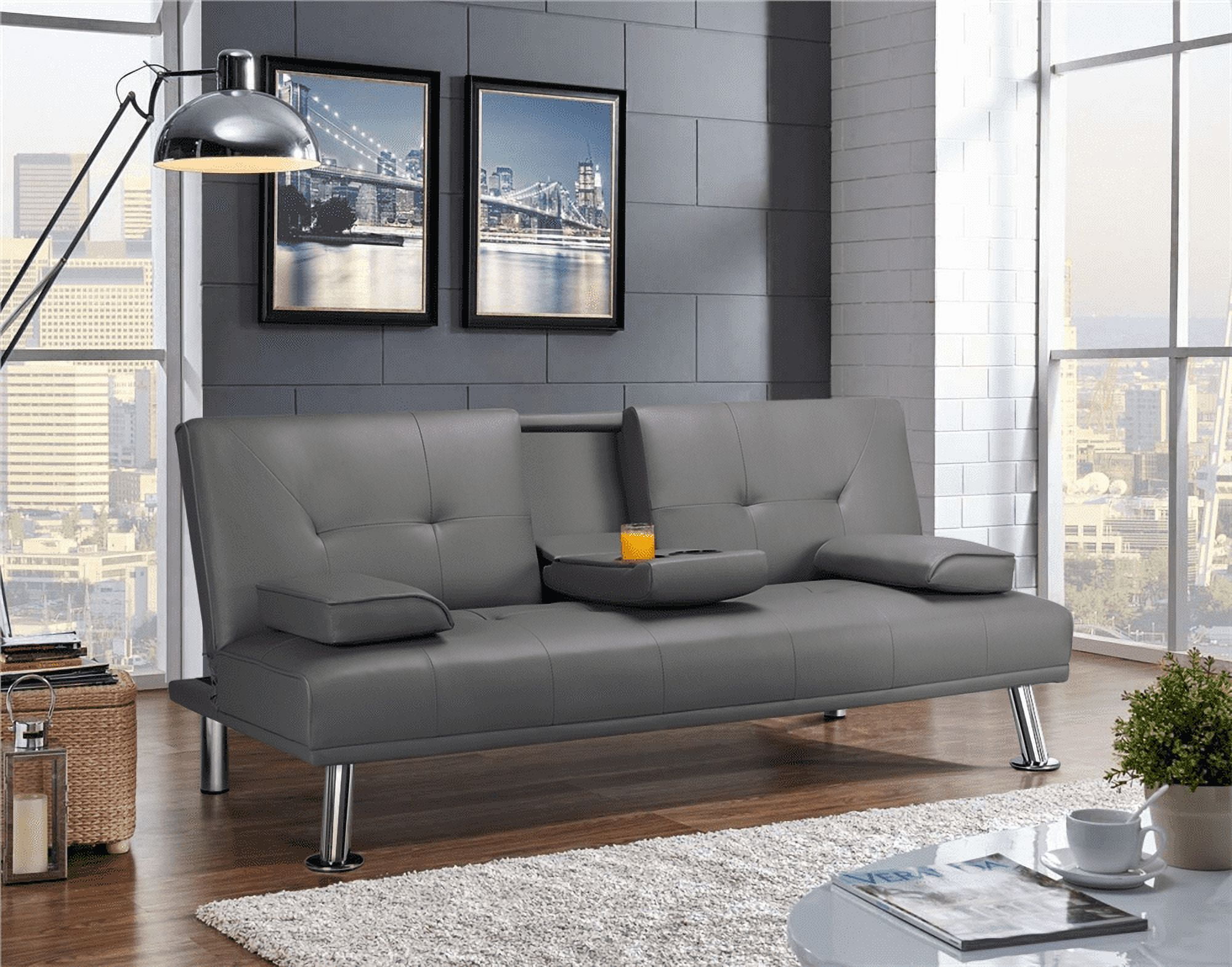 Luxurygoods modern pu leather futon lounger sleeper discount