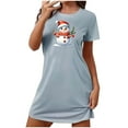 thumbnail image 2 of Christmas Bnwani Ladies Nightgowns Oversized Crew Neck Short Sleeve Printed Pink Size S-XXL, 2 of 3