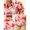thumbnail image 6 of INSPIRE CHIC Men's Shirts Short Sleeve Floral Print Button Up Point Collar Hawaiian Shirt 50 Pink Red, 6 of 6