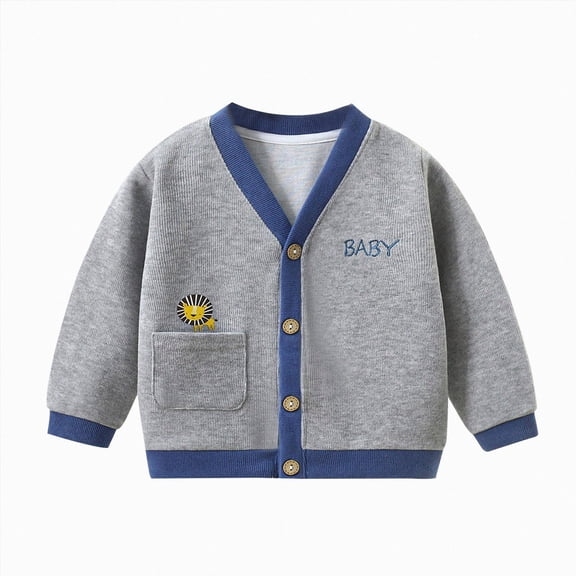 NIEWTR Infant Baby Clothes 1T 2T 3T 4T 5T 6T 7T Baby Sweater Unisex Lightweight Cardigan Newborn Cotton Comfy Long Sleeve Tops Boys Girls(A-Grey,18-24 Months)