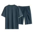 thumbnail image 4 of RPVATI Short Sets for Men 2 Piece Casual Loose Waffle Shirts and Drawstring Shorts Set Summer Athletic Jogging Tracksuits Navy L, 4 of 6