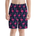 thumbnail image 2 of Cauagu Cute Flamingo Print Swim Trunks for Men,Youth Boys Swim Shorts Compression Liner Beach Shorts Boys' Swimming Shorts 7-20 Years Bathing Suit-Small, 2 of 7
