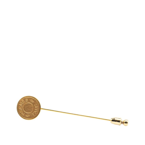Pre-Owned Hermes Serie pin brooch, gold plated, for women.