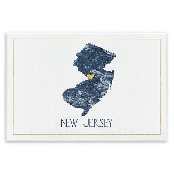 Stupell Industries Modern New Jersey Minimal Blue Marbled Paper Silhouette Wall Plaque Art, 15 x 10, by Lil' Rue