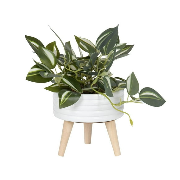 hometrends Whisper Faux Succulent in Tripod Plant Stand, 9"H x 11"W x 9"D