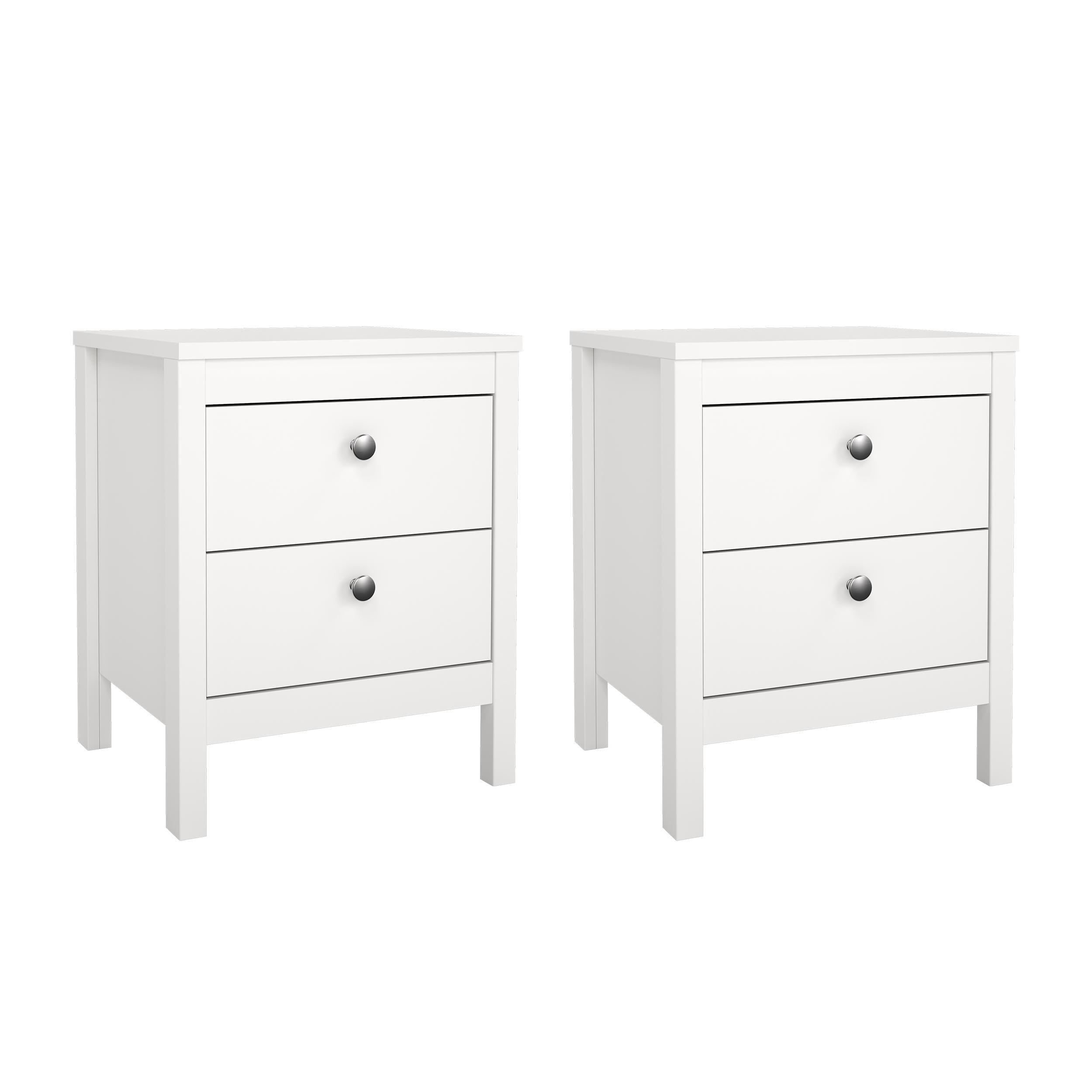 Tvilum Madrid 2 Drawer White Nightstand - Set of 2