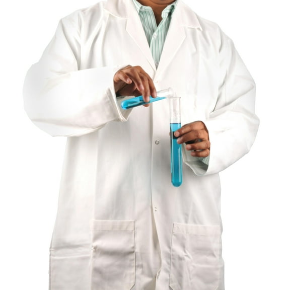 Lab Coat, Small - White Polyester / Cotton Drill, Long Sleeves, 3 Large Pockets - Eisco Labs