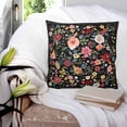 thumbnail image 3 of 24x24 Pillow Covers Set of 2, Watercolor Flowers Throw Pillow Covers Decorative Couch Cushion Case, Farmhouse Floral Vintage Black Microfiber Square Pillowcases for Bedroom Car Living Room, 3 of 7