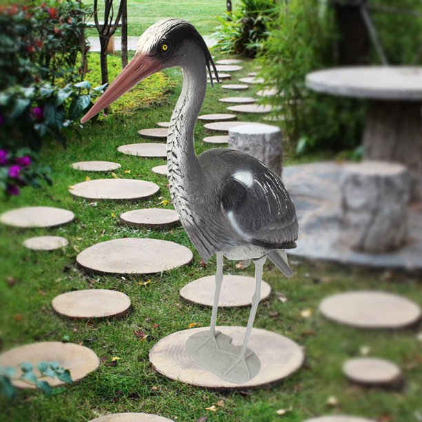 Large Plastic Garden Ornament Bird Resin Decoy Yard Art Heron Scarer