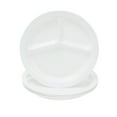 4 Pack Reusable White Melamine Portion Control Plates with Dividers for