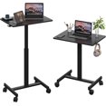 thumbnail image 1 of Mobile Small Standing Desk, Gas Spring Adjustable Height Rolling Portable Laptop Desk with Lockable Wheels, Computer Workstation, Rolling Podium (Black, 17.8 * 25.5), 1 of 6