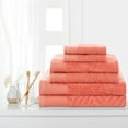 thumbnail image 2 of Basketweave Jacquard and Solid 100% Egyptian Cotton Face, Hand, and Bath Towels - 6-Piece, Coral by Blue Nile Mills, 2 of 4