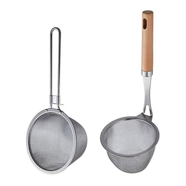 2 coladores de malla de acero inoxidable.