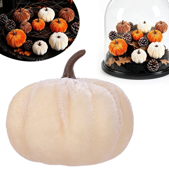 Velvet Pumpkins Halloween Decor,Fall Artificial Pumpkins for Decoration,Halloween Thanksgiving Autumn Harvest DIY Foam Pumpkin for Indoor Outdoor Home Table Centerpiece Halloween Decor