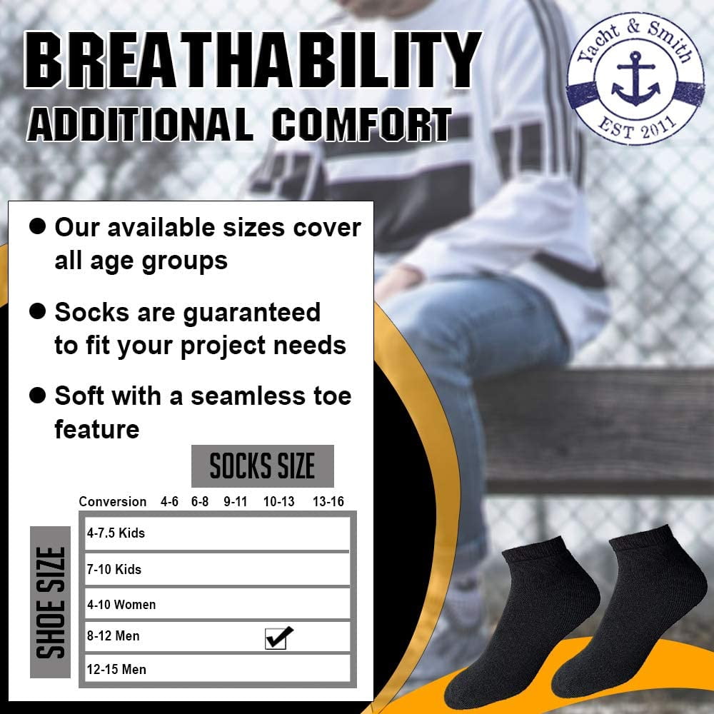 Yacht & Smith Mens Cotton Ankle Socks, Low Cut No Show Athletic Socks (12 Pack E No Show)