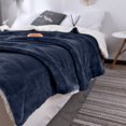 thumbnail image 5 of HCBY Thick Warm Sherpa Blanket Throw - Soft Lightweight Plush Fleece Reversible Blanket for Bed Sofa Couch Camping and Travel (Dark Blue 78"x59"), 5 of 7