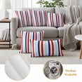 thumbnail image 6 of Red Blue Stripe Outdoor Waterproof Pillow Covers, Gradient Geometric White Vertical Striped Decorative Square Throw Pillowcase Sofa Cushion Sham for Patio/Couch/Chair, 20"x20" 2 Pack, 6 of 8